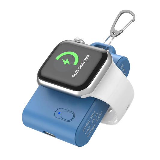 OHZHAO Portable Charger for Apple Watch 2000mAh Wireless iWatch Portable Charger Magnetic Power Bank Keychain Travel Smart Watch Charger for Apple Watch 9/8/7/6/SE/5/4/3/2/1/UItra/UItra 2-Blue